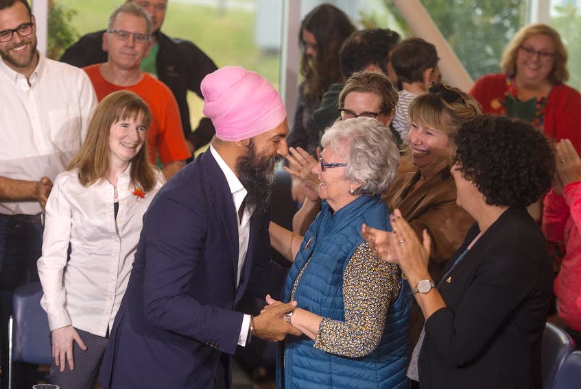 Alexa and Jagmeet Singh at a federal campaign rally in Halifax, 2019.
